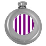 Vertical Stripes - White and Purple Violet Hip Flask (5 oz)