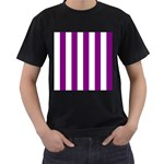 Vertical Stripes - White and Purple Violet Men s T-Shirt (Black)