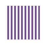 Vertical Stripes - White and Dark Lavender Violet Small Satin Scarf  (Square)