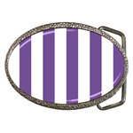 Vertical Stripes - White and Dark Lavender Violet Belt Buckle