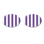 Vertical Stripes - White and Dark Lavender Violet Cufflinks (Oval)