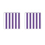 Vertical Stripes - White and Dark Lavender Violet Cufflinks (Square)