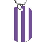 Vertical Stripes - White and Dark Lavender Violet Dog Tag (One Side)