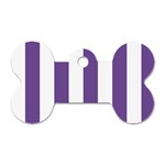 Vertical Stripes - White and Dark Lavender Violet Dog Tag Bone (One Side)