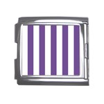 Vertical Stripes - White and Dark Lavender Violet Mega Link Italian Charm (18mm)