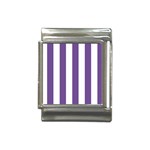 Vertical Stripes - White and Dark Lavender Violet Italian Charm (13mm)