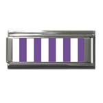 Vertical Stripes - White and Dark Lavender Violet Superlink Italian Charm (9mm)