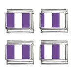 Vertical Stripes - White and Dark Lavender Violet 9mm Italian Charm (4 pack)