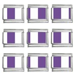 Vertical Stripes - White and Dark Lavender Violet 9mm Italian Charm (9 pack)