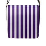 Vertical Stripes - White and Dark Lavender Violet Flap Closure Messenger Bag (L)