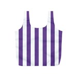 Vertical Stripes - White and Dark Lavender Violet Full Print Recycle Bag (S)
