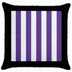 Vertical Stripes - White and Dark Lavender Violet Throw Pillow Case (Black)