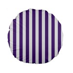 Vertical Stripes - White and Dark Lavender Violet Standard 15  Premium Round Cushion