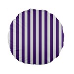 Vertical Stripes - White and Dark Lavender Violet Standard 15  Premium Flano Round Cushion