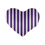 Vertical Stripes - White and Dark Lavender Violet Standard 16  Premium Flano Heart Shape Cushion