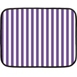 Vertical Stripes - White and Dark Lavender Violet Double Sided Fleece Blanket (Mini)