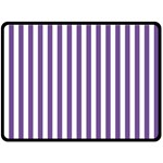 Vertical Stripes - White and Dark Lavender Violet Fleece Blanket (Large) (One Side)