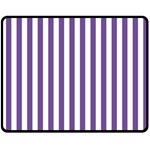 Vertical Stripes - White and Dark Lavender Violet Fleece Blanket (Medium) (One Side)