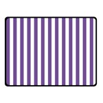 Vertical Stripes - White and Dark Lavender Violet Fleece Blanket (Small) (One Side)