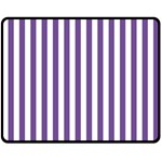 Vertical Stripes - White and Dark Lavender Violet Double Sided Fleece Blanket (Medium) (Two Sides)