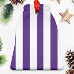 Vertical Stripes - White and Dark Lavender Violet Bell Ornament (Two Sides)