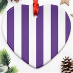 Vertical Stripes - White and Dark Lavender Violet Ornament (Heart)