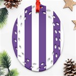 Vertical Stripes - White and Dark Lavender Violet Ornament (Bell) Ornament (Oval Filigree)