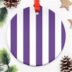 Vertical Stripes - White and Dark Lavender Violet Round Ornament (Two Sides)