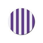 Vertical Stripes - White and Dark Lavender Violet Rubber Coaster (Round)