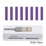 Vertical Stripes - White and Dark Lavender Violet Memory Card Reader (Stick)