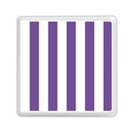 Vertical Stripes - White and Dark Lavender Violet Memory Card Reader with Storage (Square)