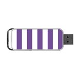 Vertical Stripes - White and Dark Lavender Violet Portable USB Flash (One Side)