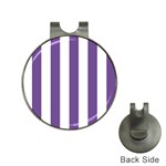 Vertical Stripes - White and Dark Lavender Violet Golf Ball Marker Hat Clip