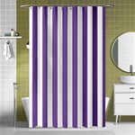 Vertical Stripes - White and Dark Lavender Violet Shower Curtain 48  x 72  (Small)