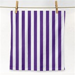 Vertical Stripes - White and Dark Lavender Violet Face Towel