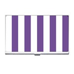 Vertical Stripes - White and Dark Lavender Violet Business Card Holder
