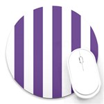 Vertical Stripes - White and Dark Lavender Violet Round Mousepad