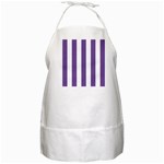 Vertical Stripes - White and Dark Lavender Violet BBQ Apron