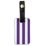 Vertical Stripes - White and Dark Lavender Violet Luggage Tag (One Side)