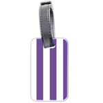 Vertical Stripes - White and Dark Lavender Violet Luggage Tag (Two Sides)