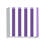 Vertical Stripes - White and Dark Lavender Violet 4 x 4  Acrylic Photo Block