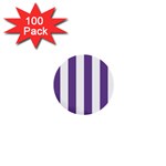 Vertical Stripes - White and Dark Lavender Violet 1  Mini Button (100 pack)