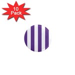Vertical Stripes - White and Dark Lavender Violet 1  Mini Magnet (10 pack)