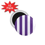 Vertical Stripes - White and Dark Lavender Violet 1.75  Magnet (10 pack)
