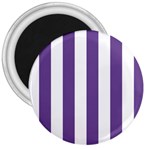 Vertical Stripes - White and Dark Lavender Violet 3  Magnet