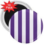 Vertical Stripes - White and Dark Lavender Violet 3  Magnet (10 pack)