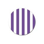 Vertical Stripes - White and Dark Lavender Violet Magnet 3  (Round)