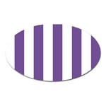 Vertical Stripes - White and Dark Lavender Violet Magnet (Oval)