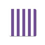 Vertical Stripes - White and Dark Lavender Violet Magnet (Square)