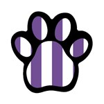Vertical Stripes - White and Dark Lavender Violet Magnet (Paw Print)